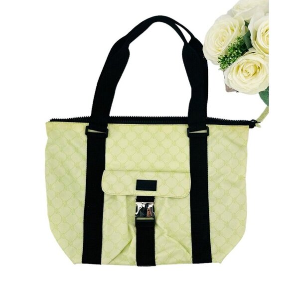 Vintage Ralph Lauren Monogram Nylon Tote Hand Bag Purse Green Y2K - Picture 3 of 13